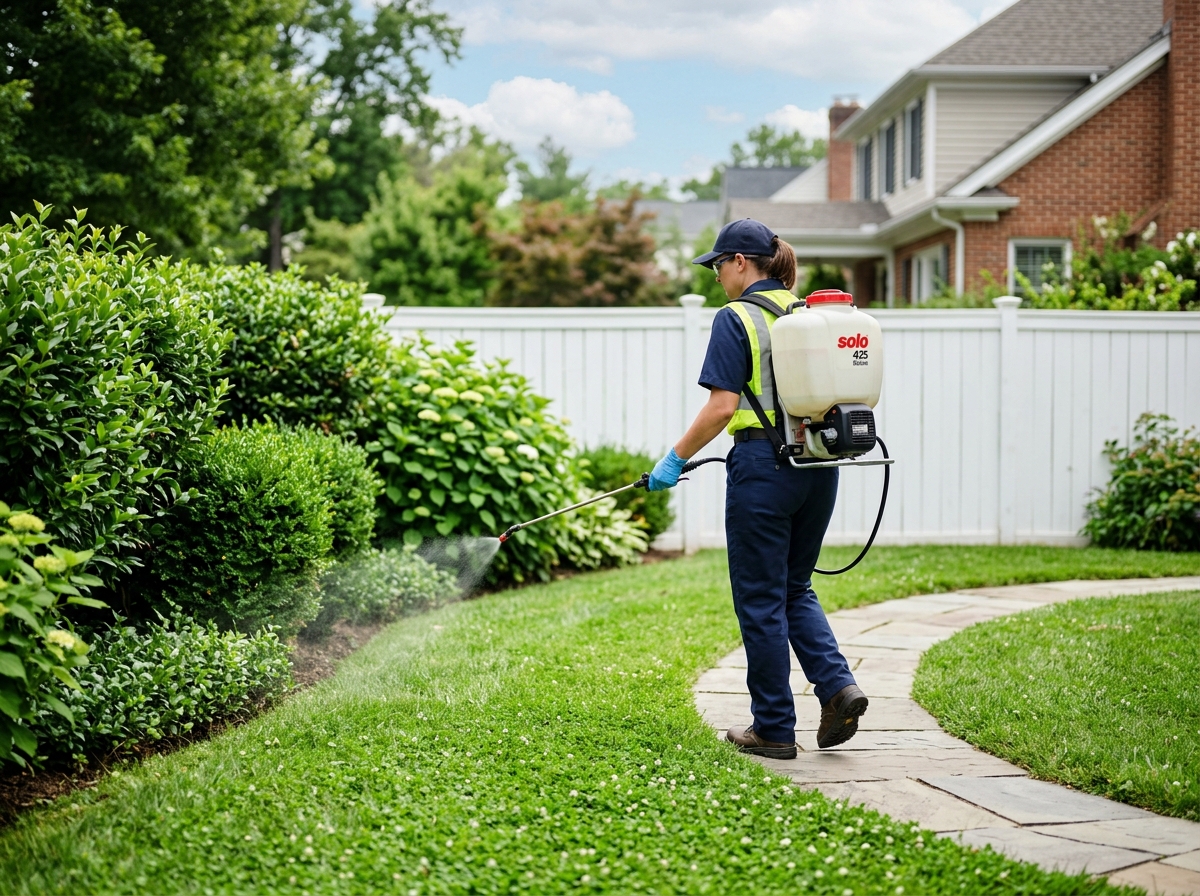 Professional yard treatment service in action