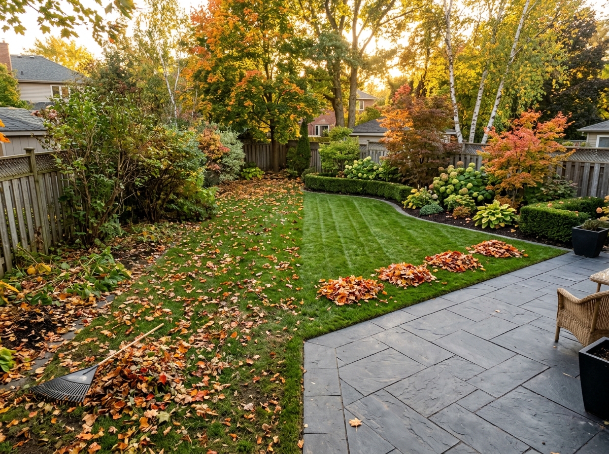 Freshly cleaned and maintained backyard